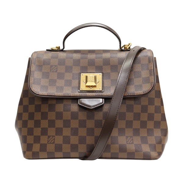 棕色 棋盤格 帆布 Bergamo MM 肩背包【LOUIS VUITTON LV 路易威登】 N41168