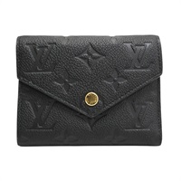 黑色牛皮 原花壓紋 Portefeuille Victorine 扣式短夾【LOUIS VUITTON LV 路易威登】 M64060