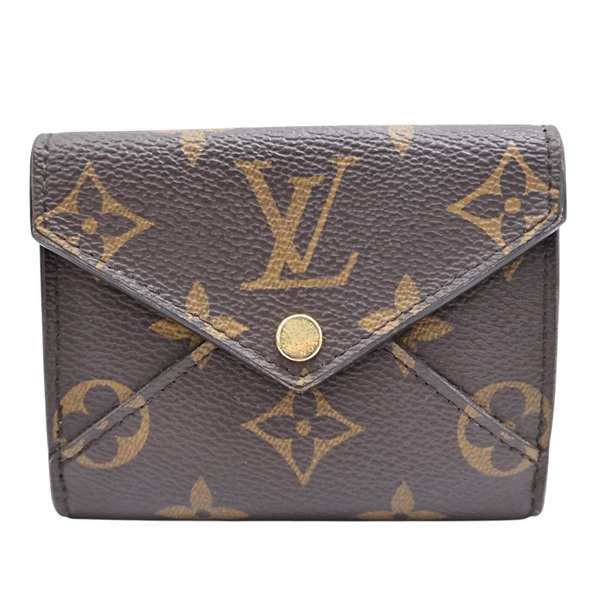棕色 原花 PVC塗層帆布 信封式 三折扣式短夾【LOUIS VUITTON LV 路易威登】 M81665