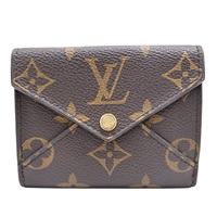 棕色 原花 PVC塗層帆布 信封式 三折扣式短夾【LOUIS VUITTON LV 路易威登】 M81665