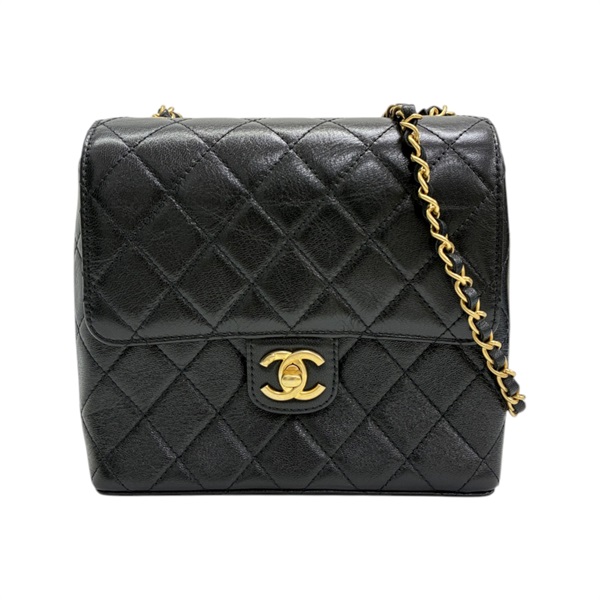 黑色 菱格紋 牛皮 方形 翻蓋 肩背包【CHANEL 香奈兒】 AS3649