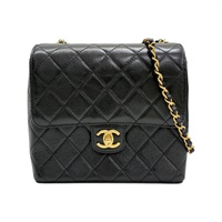 黑色 菱格紋 牛皮 方形 翻蓋 肩背包【CHANEL 香奈兒】 AS3649