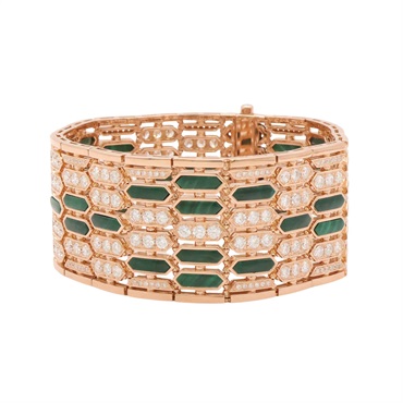 Serpenti 手環 18K玫瑰金 孔雀石 鑽石【BVLGARI 寶格麗】