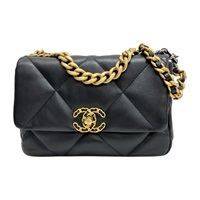 黑色 羊皮 Chanel 19 小號 兩用包【CHANEL 香奈兒】 AS1160