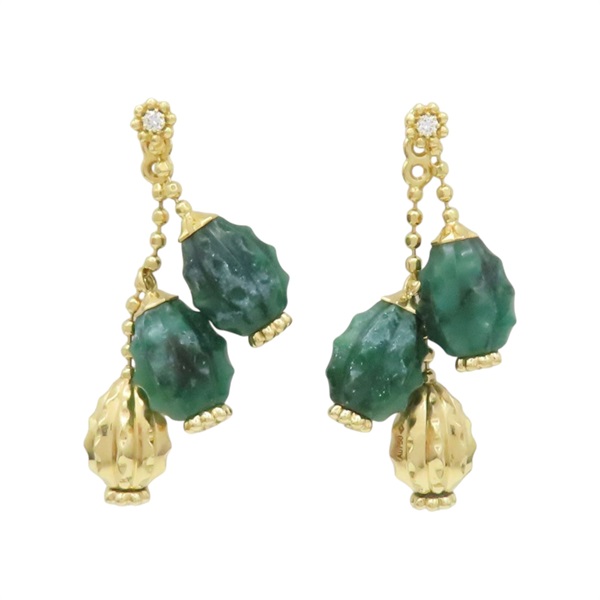 18K黃金 綠東陵石 鑽石 Cactus 仙人掌 耳環【Cartier 卡地亞】 N8515136
