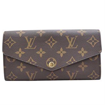 棕色 原花 PVC塗層帆布 Sarah 扣式長夾【LOUIS VUITTON LV 路易威登】 M62234
