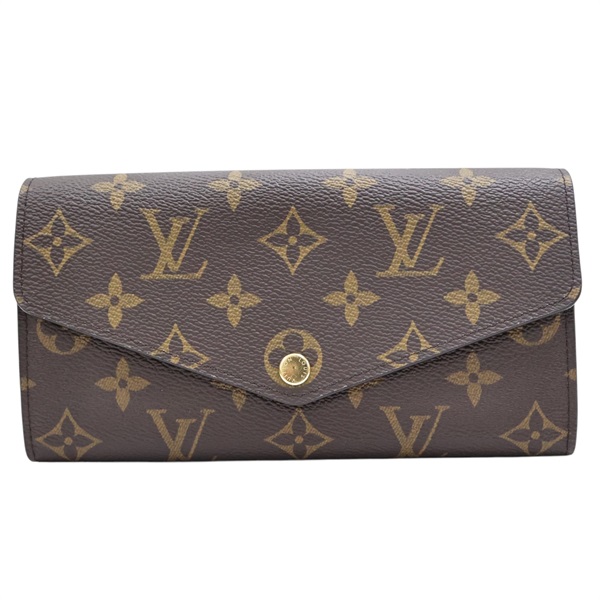 棕色 原花 PVC塗層帆布 Sarah 扣式長夾【LOUIS VUITTON LV 路易威登】 M62234