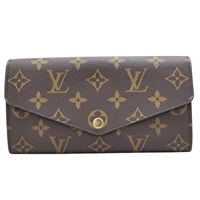 棕色 原花 PVC塗層帆布 Sarah 扣式長夾【LOUIS VUITTON LV 路易威登】 M62234