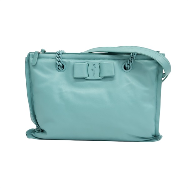 天藍色羊皮 Viva Bow 肩背包【Salvatore Ferragamo 菲拉格慕】 GG-210904