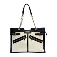 白/黑色 麂皮 牛皮 手提包【GUCCI 古馳】 001 4106