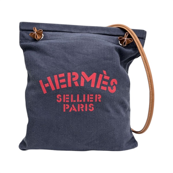深藍色 帆布 牛皮 Aline grooming bag MM 肩背包 K刻【HERMES 愛馬仕】