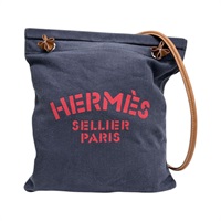 深藍色 帆布 牛皮 Aline grooming bag MM 肩背包 K刻【HERMES 愛馬仕】