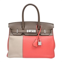 糖果紅/大象灰/奶茶 Clemence牛皮 Birkin 30 Casaque 柏金包【HERMES 愛馬仕】