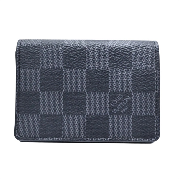 黑色 棋盤格 PVC塗層帆布 Enveloppe Carte De Visite 釦式 名片夾【LOUIS VUITTON LV 路易威登】 N63338