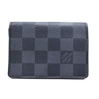 黑色 棋盤格 PVC塗層帆布 Enveloppe Carte De Visite 釦式 名片夾【LOUIS VUITTON LV 路易威登】 N63338