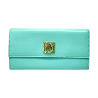 天藍色 牛皮 扣式 長夾【Salvatore Ferragamo 費拉格慕】