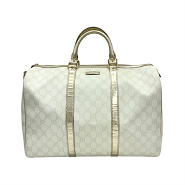 白/金屬色 PVC塗層帆布 牛皮 Joy 波士頓包 手提包【GUCCI 古馳】 193602