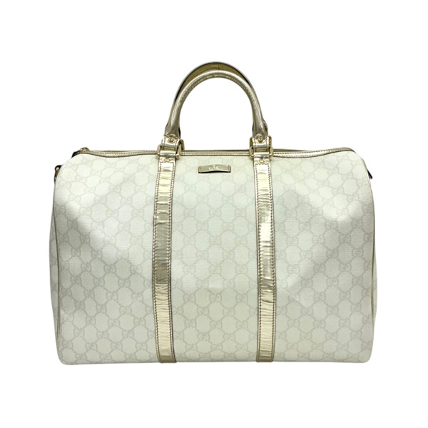 白/金屬色 PVC塗層帆布 牛皮 Joy 波士頓包 手提包【GUCCI 古馳】 193602