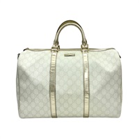 白/金屬色 PVC塗層帆布 牛皮 Joy 波士頓包 手提包【GUCCI 古馳】 193602