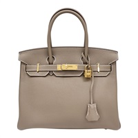 大象灰 Togo 牛皮 Birkin 30 柏金包 手提包 口Q 金扣【HERMES 愛馬仕】