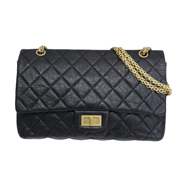 黑色 菱格紋 牛皮 2.55 肩背包【CHANEL 香奈兒】 A37587