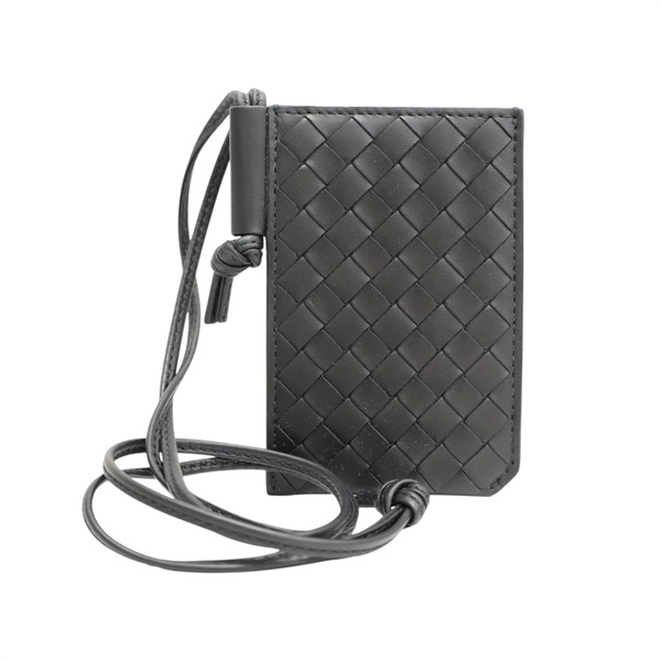 黑色 牛皮 Intrecciato Piccolo Badge Holder 掛式卡夾 【BOTTEGA VENETA 寶緹嘉】 827681