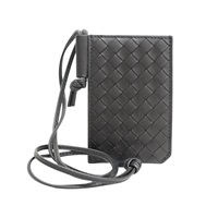 黑色 牛皮 Intrecciato Piccolo Badge Holder 掛式卡夾 【BOTTEGA VENETA 寶緹嘉】 827681