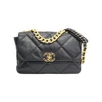 黑色羊皮 19 大型 口蓋 肩背包 AS1161【CHANEL 香奈兒】 AS1161