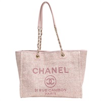 粉色 帆布 Deauville Tote 沙灘包 托特包【CHANEL 香奈兒】 A66941