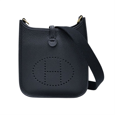 黑色 Clemence 牛皮 Mini Evelyne 肩背包 U刻 金扣【HERMES 愛馬仕】 H069426CC