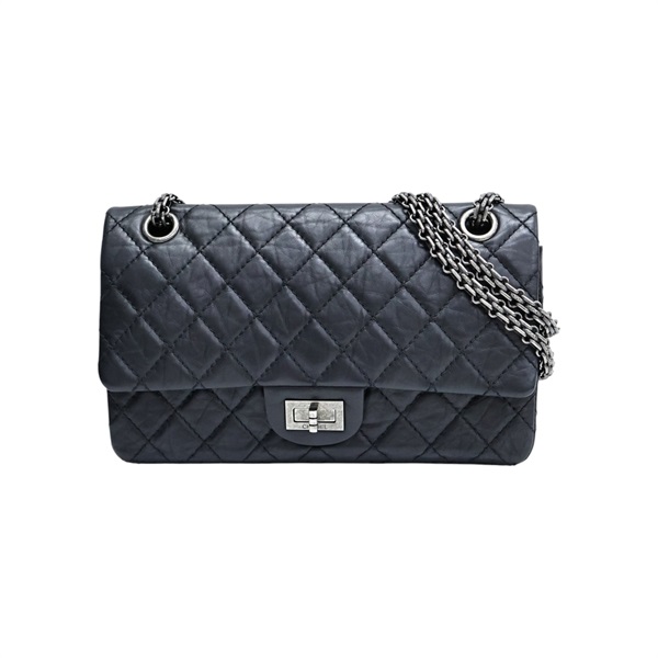 黑色 菱格紋 牛皮 2.55 Flap Bag 肩背包【CHANEL 香奈兒】 A37586