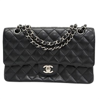 黑色 荔枝紋 牛皮 COCO 25 肩背包 銀釦【CHANEL 香奈兒】 A01112