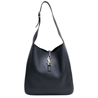 黑色牛皮 LE 5 A 7 大型 肩背包【SAINT LAURENT YSL 聖羅蘭】 753837