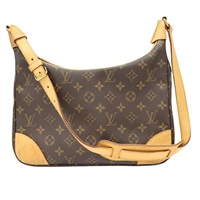 棕色 原花 PVC塗層帆布 Boulogne 30 肩背包【LOUIS VUITTON LV 路易威登】 M51265