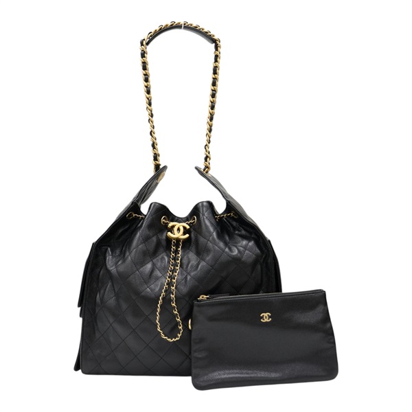 黑色 菱格紋 牛皮 25 中型 鍊帶 肩背包【CHANEL 香奈兒】 AS5311