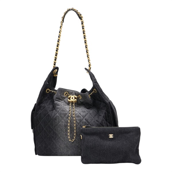 黑色 丹寧 25 中型 鍊帶 肩背包【CHANEL 香奈兒】 AS5311