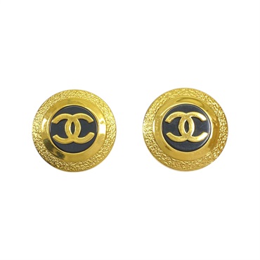 金色鍍金 古董 圓形 夾式 耳環【CHANEL 香奈兒】