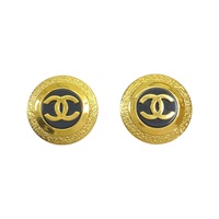 金色鍍金 古董 圓形 夾式 耳環【CHANEL 香奈兒】