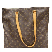 棕色 原花 PVC塗層帆布 Cabas Mezzo 肩背包【LOUIS VUITTON LV 路易威登】 M51151