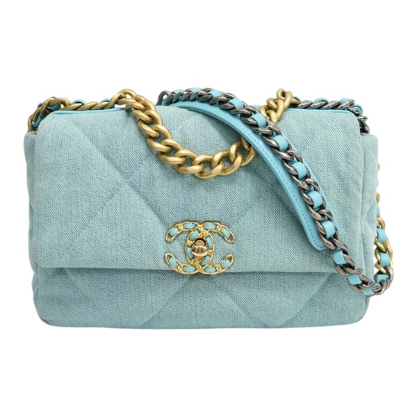 藍色 丹寧布 19 肩背包【CHANEL 香奈兒】 AS1160