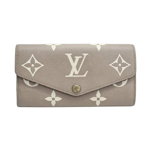 灰色 原花 牛皮 壓紋 Sarah 扣式長夾 金扣【LOUIS VUITTON LV 路易威登】 M81049