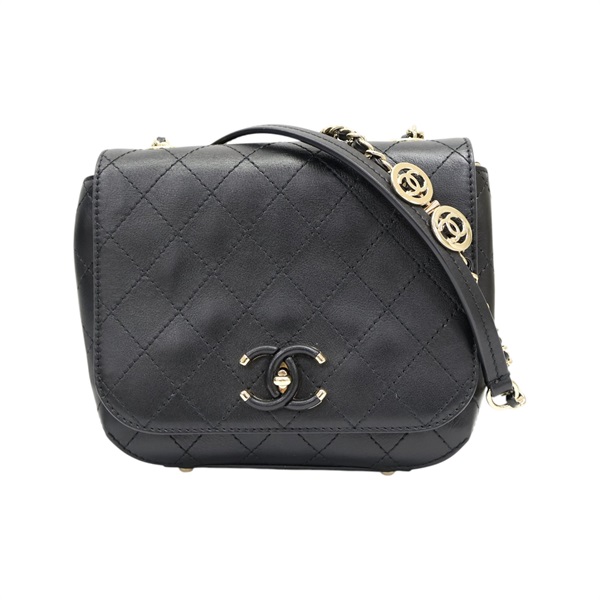 黑色 菱格紋 牛皮 Matelasses houlder 肩背包【CHANEL 香奈兒】 AS0532