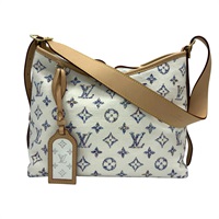 白色 緹花 帆布 Carry All PM 肩背包【LOUIS VUITTON LV 路易威登】 M24707