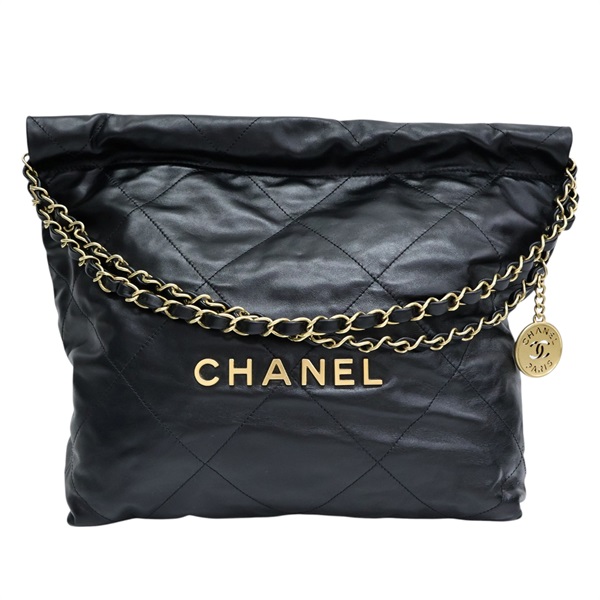 黑色 牛皮 22 Bag Small 鍊帶 肩背包【CHANEL 香奈兒】 AS3260
