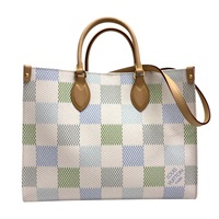 米色/藍色/綠色 大格紋 帆布 OnTheGo MM 兩用包【LOUIS VUITTON LV 路易威登】 N40518