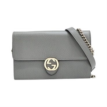 灰色 牛皮 Wallet On Chain 肩背包【GUCCI 古馳】 510314