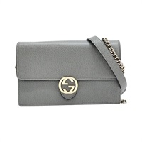 灰色 牛皮 Wallet On Chain 肩背包【GUCCI 古馳】 510314