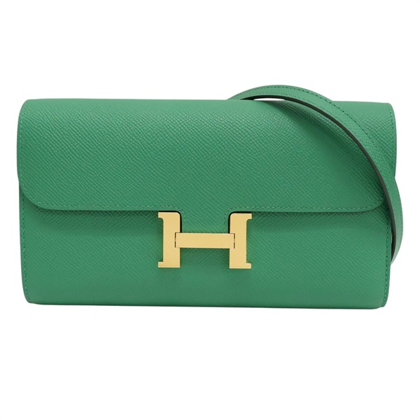 絲絨綠色 Epsom牛皮 Constance To Go 肩背包 W刻 金釦【HERMES 愛馬仕】 H085822CC