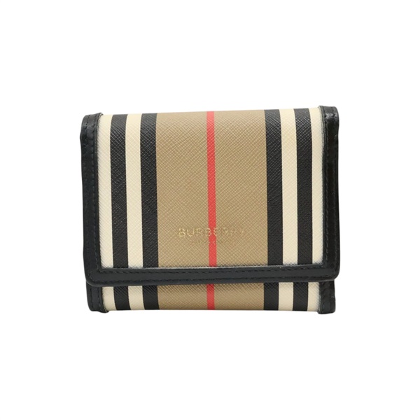 棕色 牛皮 格紋 三折短夾【BURBERRY 巴寶莉】 80260031