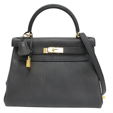 黑色 Togo牛皮 Kelly 28 凱莉包 兩用包 A刻 金釦【HERMES 愛馬仕】